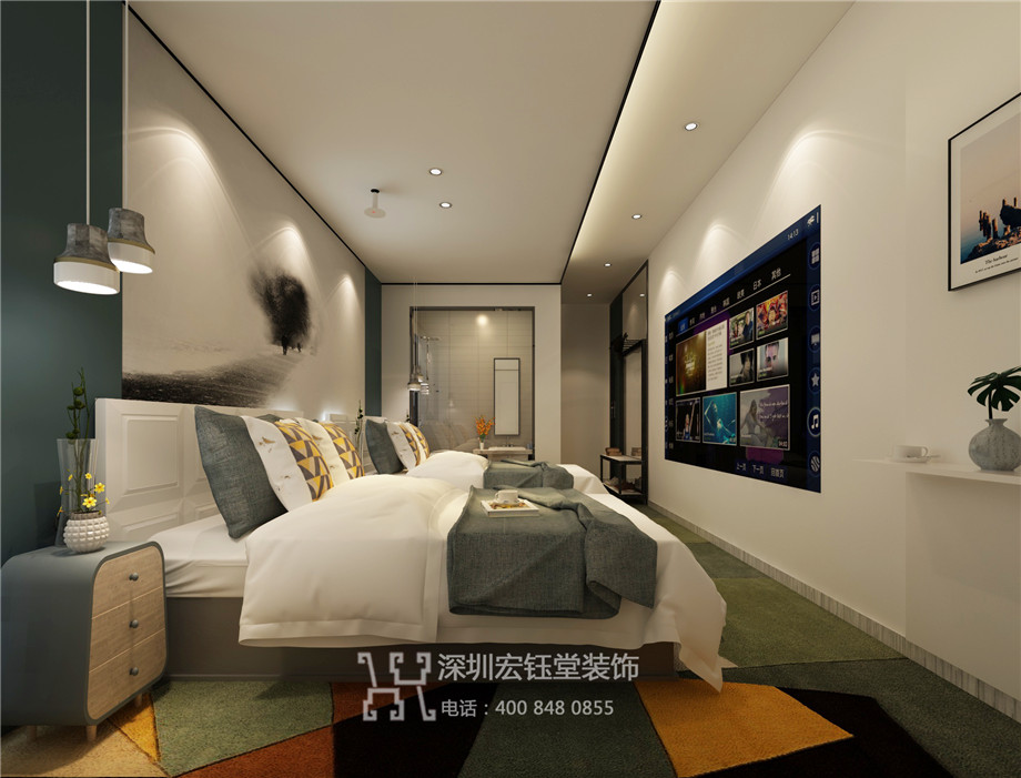 新鄭時尚精品酒店設(shè)計-酒店標準間效果圖 新鄭時尚精品酒店設(shè)計-酒店標準間效果圖