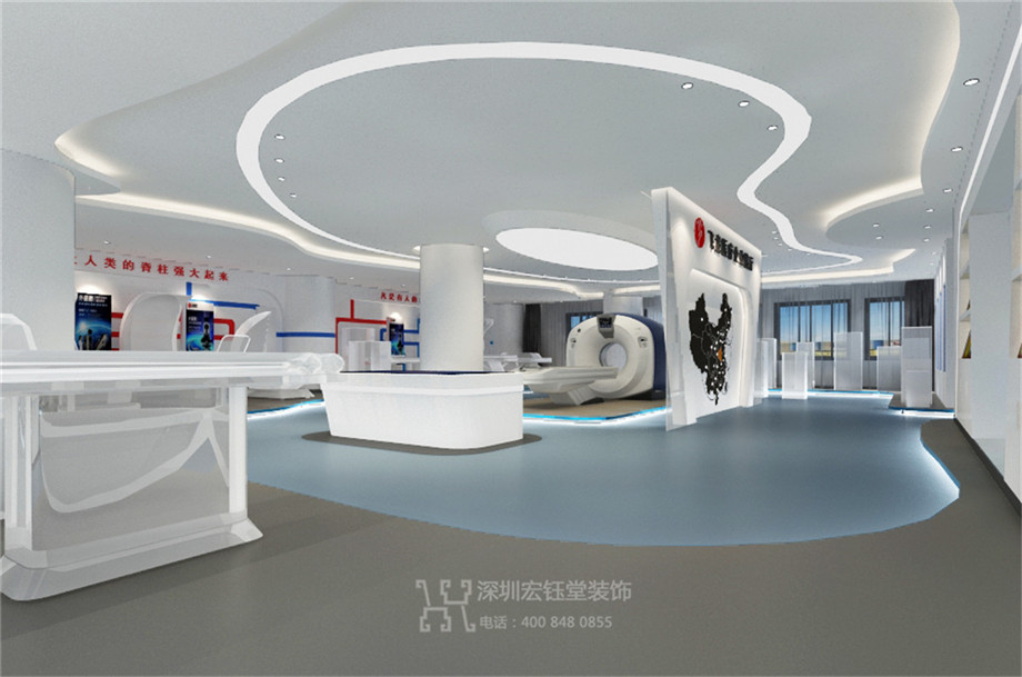 鄭州辦公展廳裝修設(shè)計效果圖-飛龍醫(yī)療展廳-宏鈺堂裝飾案例