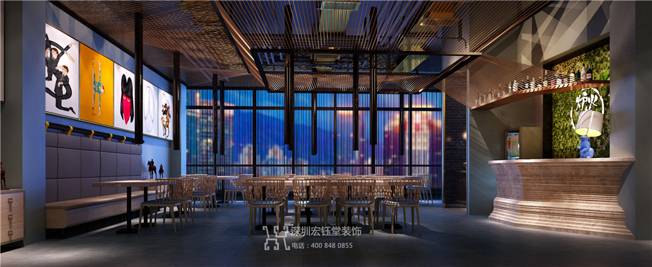 鄭州簡約時(shí)尚的韓式燒烤餐廳裝修設(shè)計(jì)案例