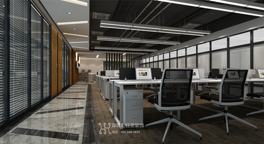 河南城之光照明工程有限公司企業(yè)辦公室敞開辦公區(qū)裝修設(shè)計(jì)案例
