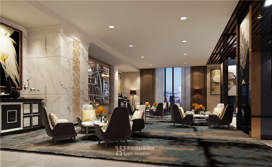 鄭州九龍國際售樓部裝修設(shè)計案例-宏鈺堂裝飾作品