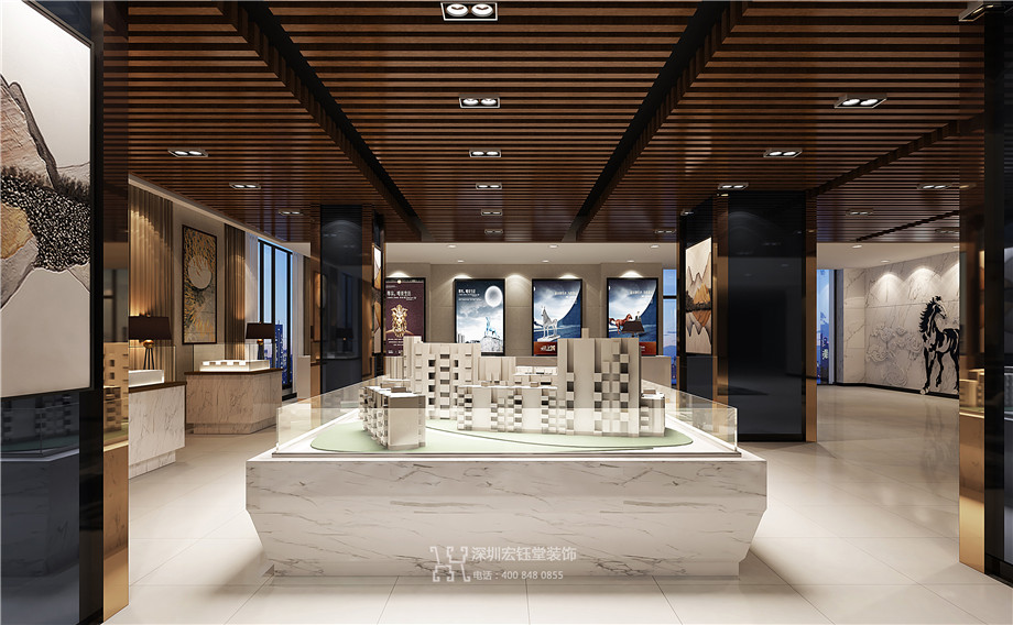 鄭州九龍國際售樓部沙盤展示區(qū)裝修設(shè)計方案