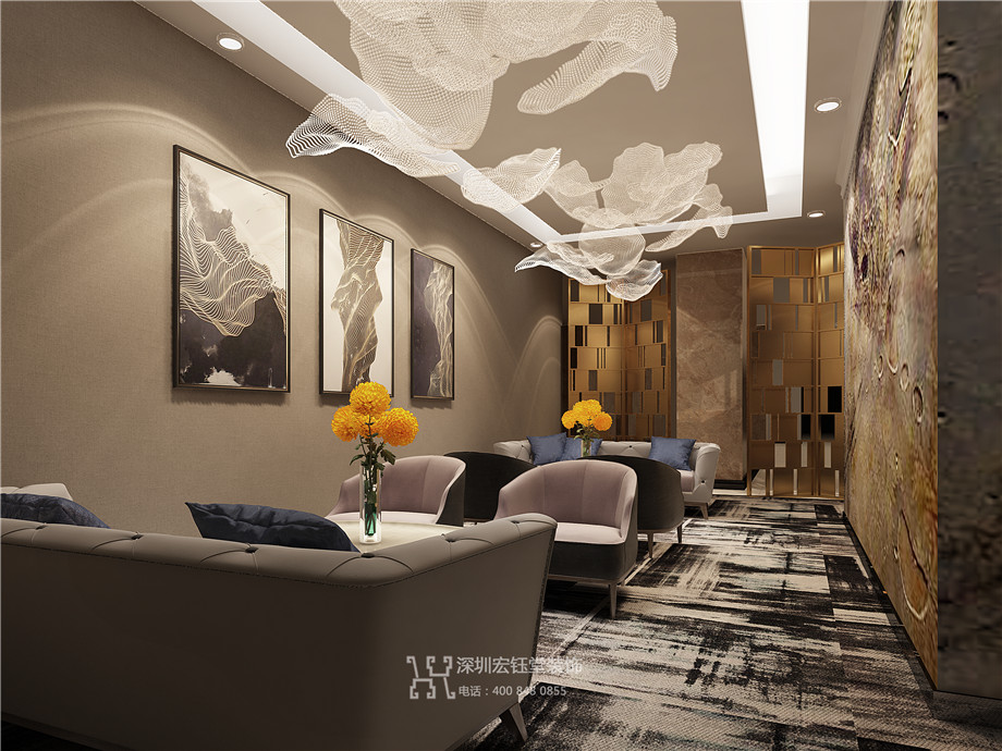 鄭州九龍國際售樓部VIP接待區(qū)裝修設(shè)計方案