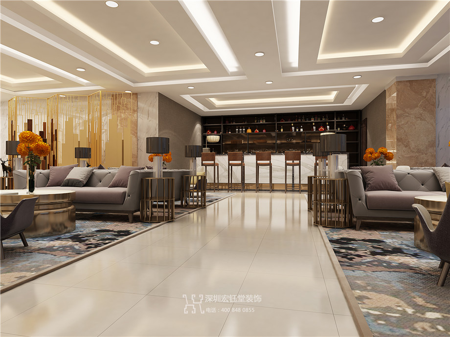 鄭州九龍國際售樓部水吧臺區(qū)裝修設(shè)計效果圖