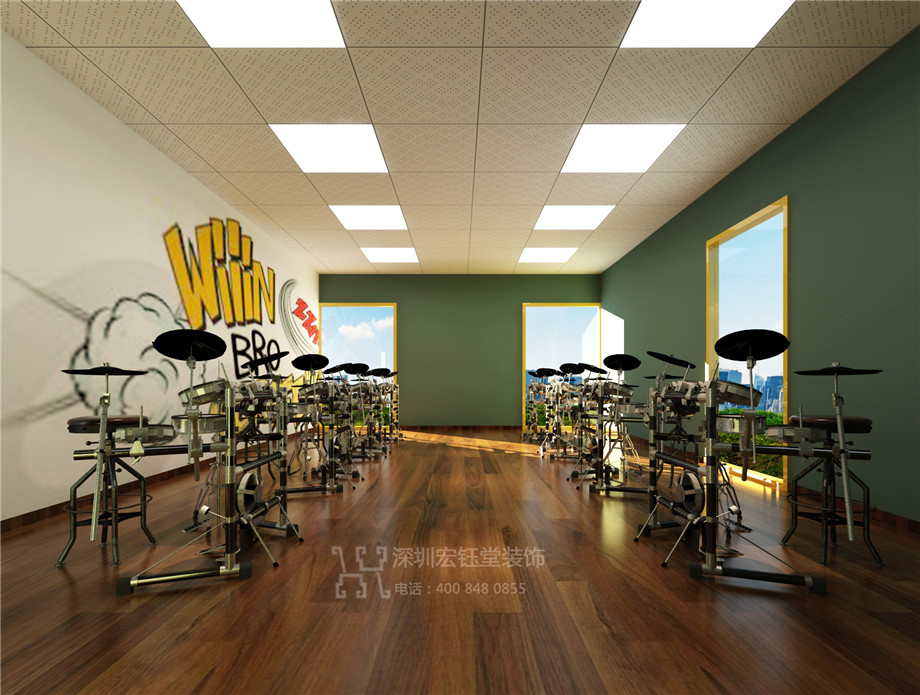 鄭州華韻藝術(shù)培訓(xùn)機(jī)構(gòu)裝修設(shè)計(jì)效果圖-教室效果圖-宏鈺堂裝飾案例