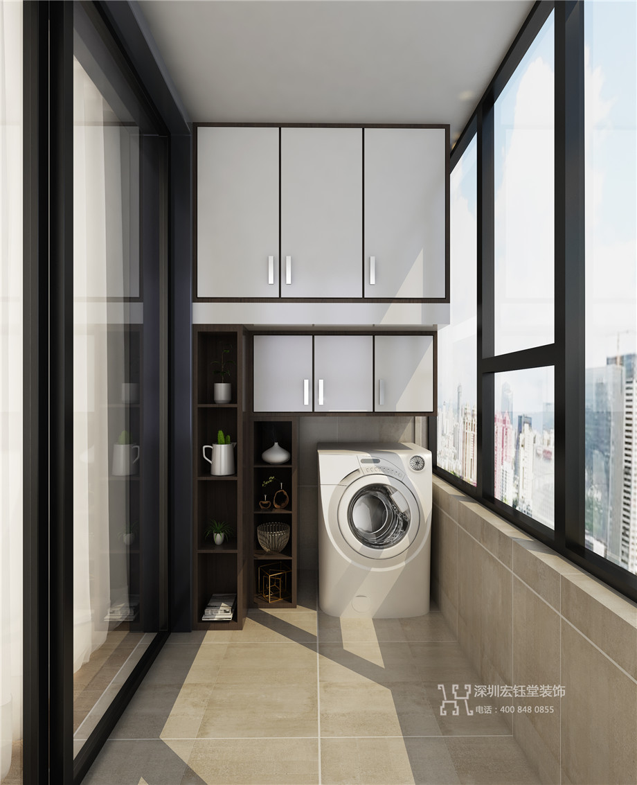 鄭州九龍國(guó)際樣板間裝修效果圖-88平B1戶型-陽(yáng)臺(tái)效果圖