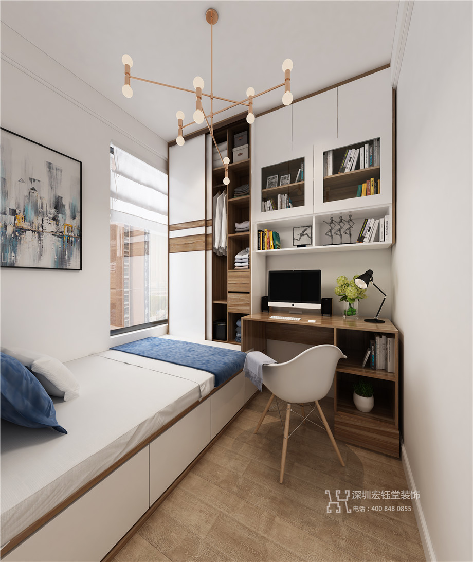 鄭州九龍國(guó)際簡(jiǎn)約樣板間裝修案例-87平B4戶型-多變空間裝修效果