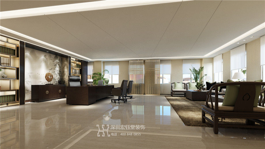 鄭州弘昊汽車配件公司董事長辦公室裝修設(shè)計效果圖