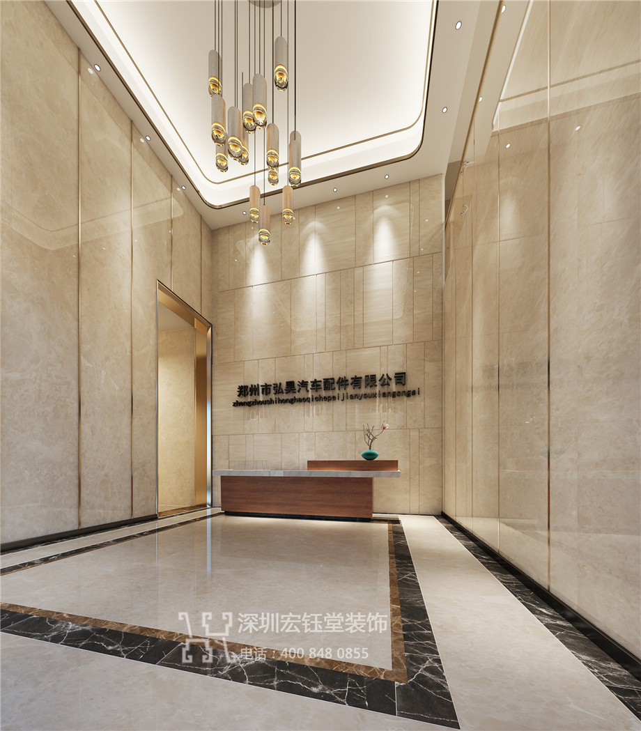 鄭州弘昊汽車配件公司辦公樓大廳裝修設(shè)計效果圖