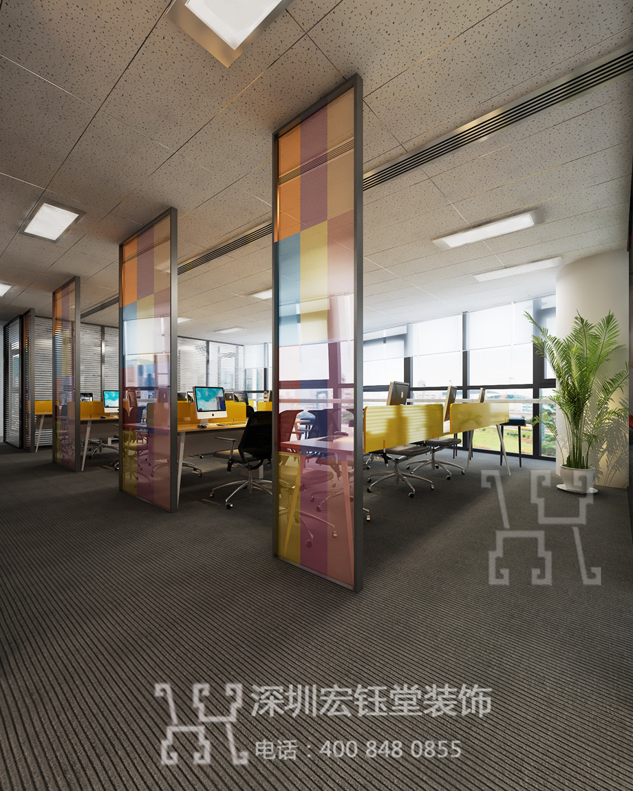 鄭州千璽廣場簡約時尚開敞辦公區(qū)裝修設計效果圖