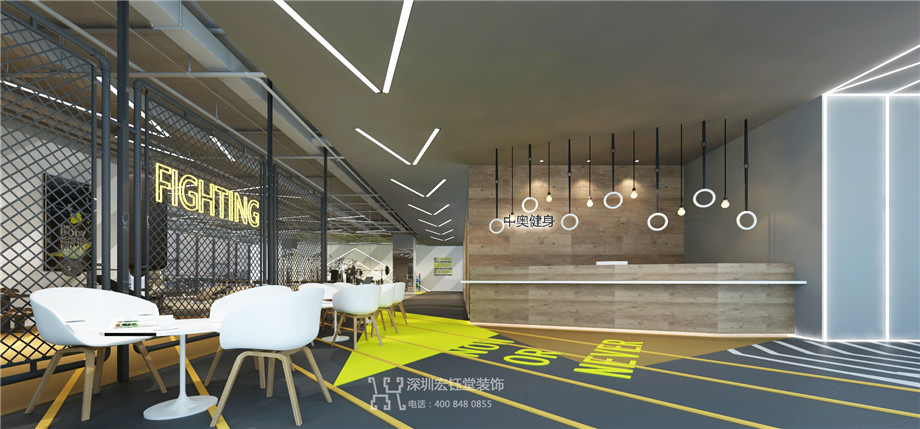 鄭州中奧時尚工業(yè)風健身房裝修設計方案效果圖