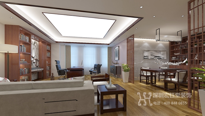 鄭州新中式董事長辦公室裝修設(shè)計方案