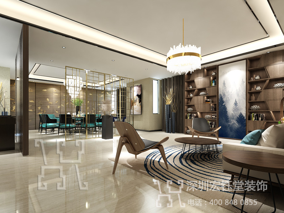 河南清華水務時尚簡約風辦公室裝修設計方案-中式辦公室設計效果圖