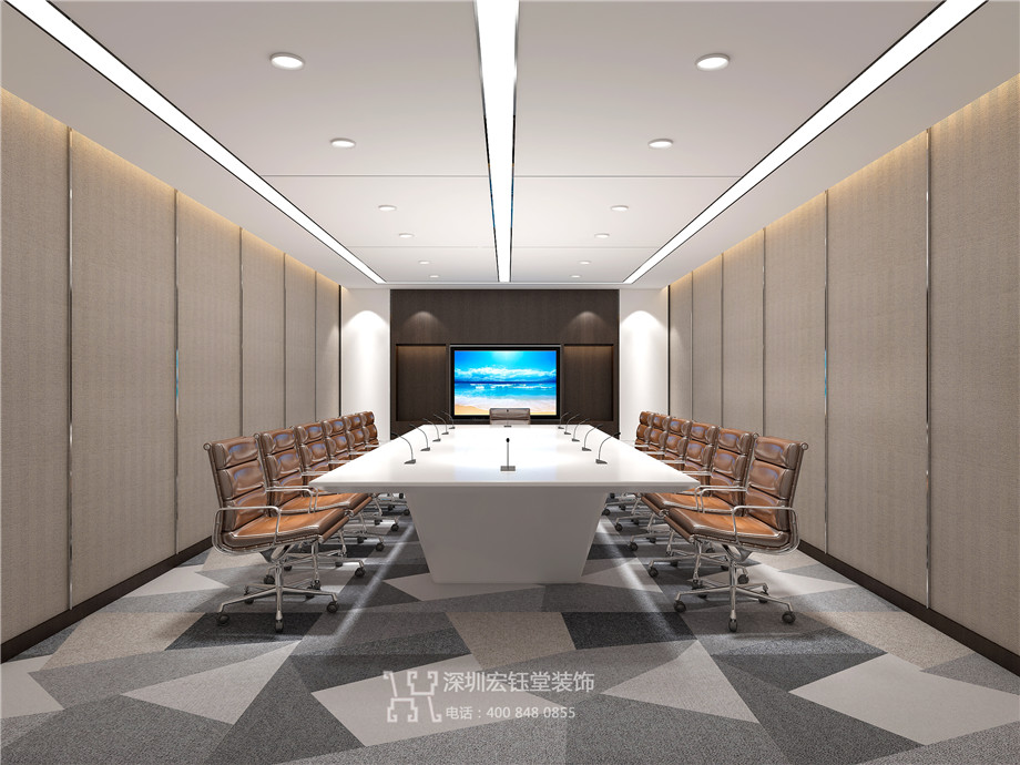 鄭州市市場發(fā)展投資有限公司整層辦公室裝修案例-中型會議室布置效果圖 鄭州市市場發(fā)展投資有限公司整層辦公室裝修案例-中型會議室布置效果圖