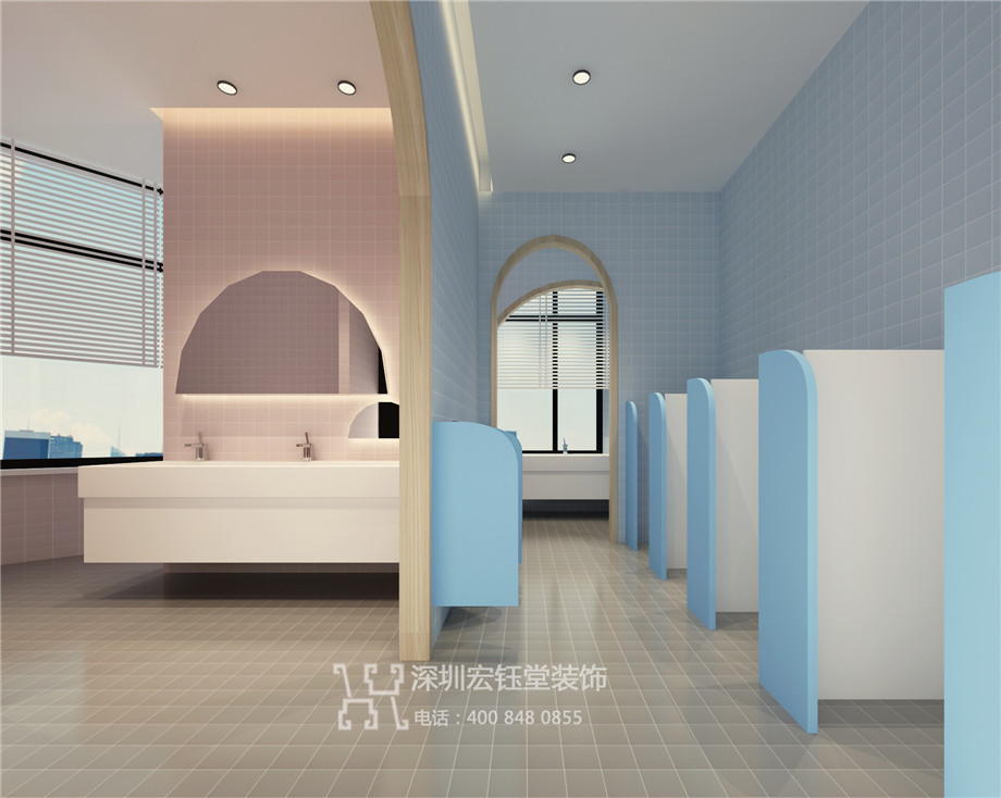 鄭州藍亭貝樹幼兒園裝修設(shè)計效果圖-男衛(wèi)生間設(shè)計方案 鄭州藍亭貝樹幼兒園裝修設(shè)計效果圖-男衛(wèi)生間設(shè)計方案