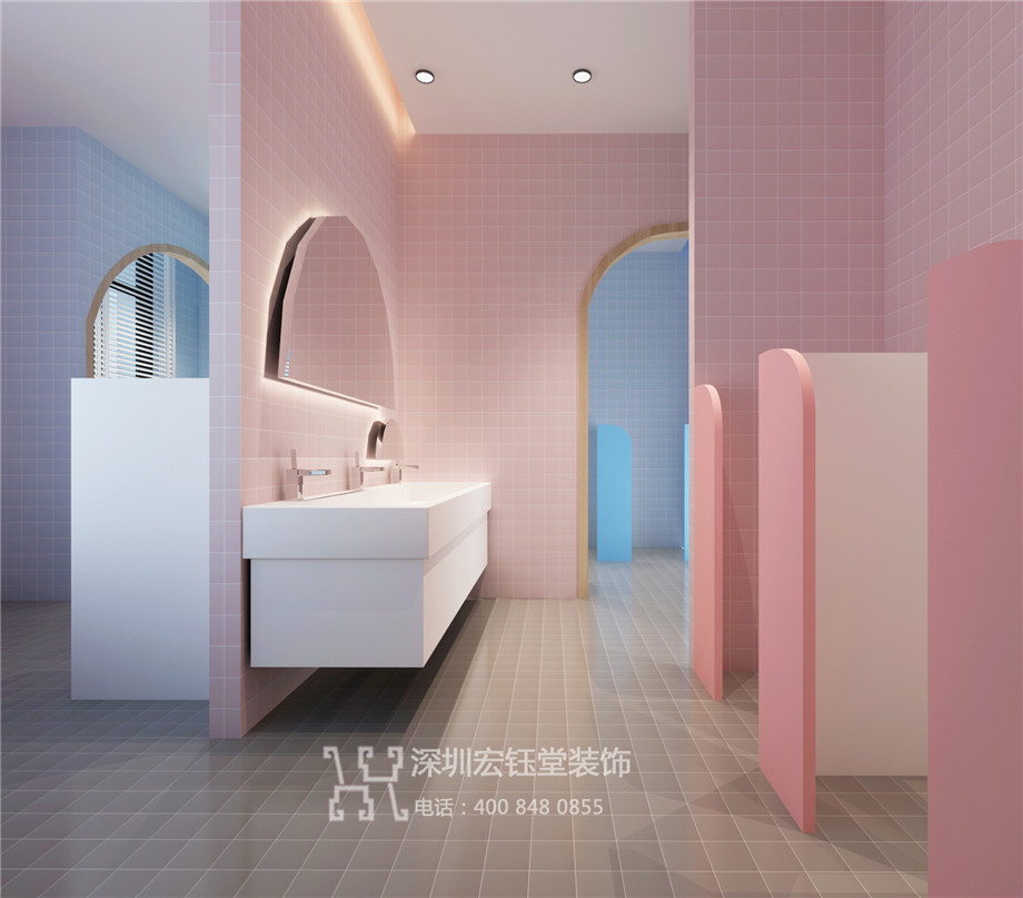 鄭州藍亭貝樹幼兒園裝修設(shè)計效果圖-女衛(wèi)生間設(shè)計方案 鄭州藍亭貝樹幼兒園裝修設(shè)計效果圖-女衛(wèi)生間設(shè)計方案