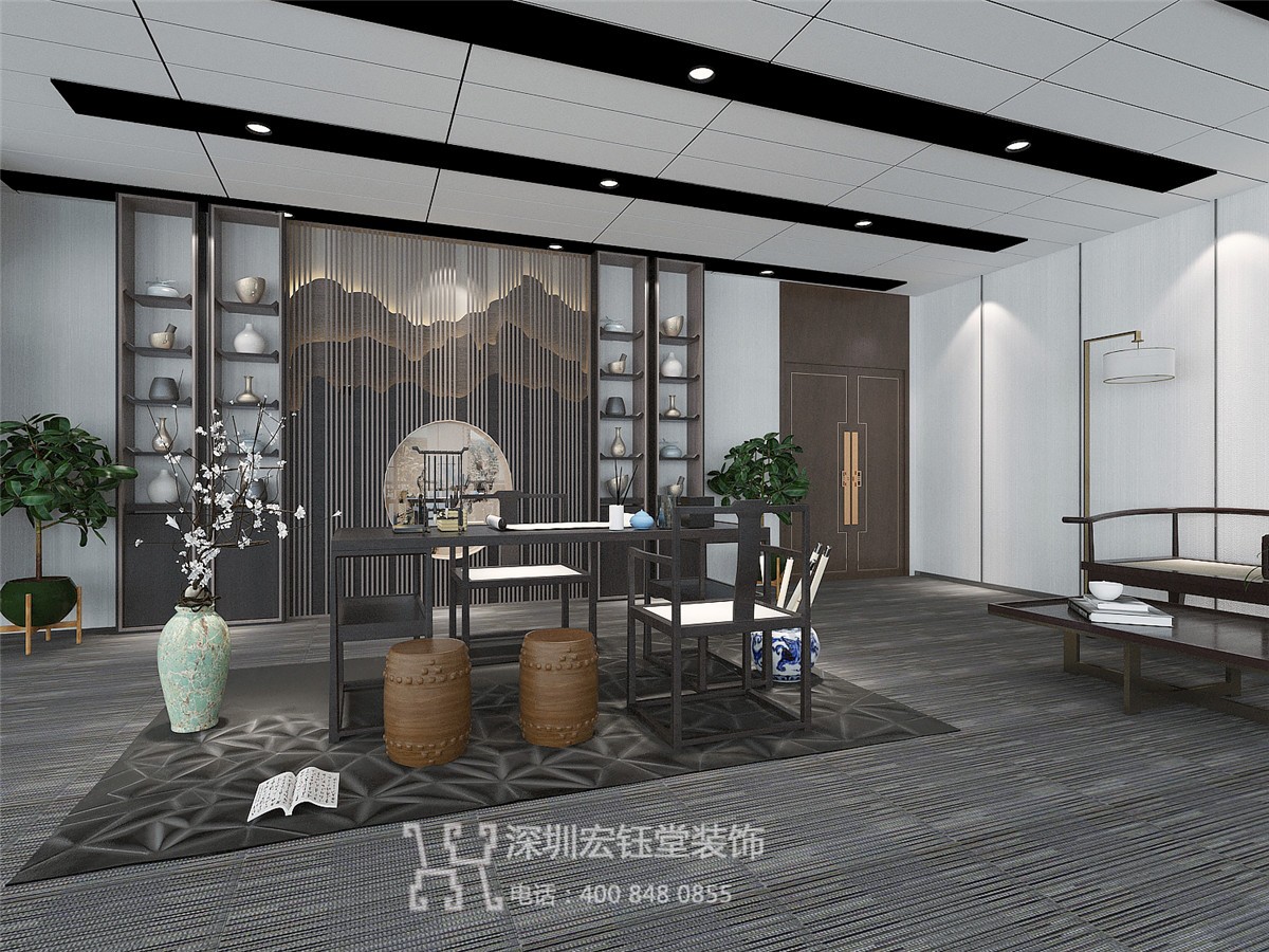 鄭州新中式董事長(zhǎng)辦公室裝修方案