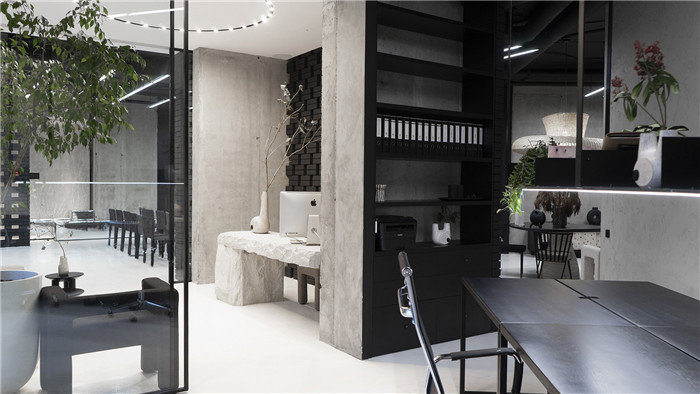 極簡風辦公室辦公區(qū)裝修設計效果圖