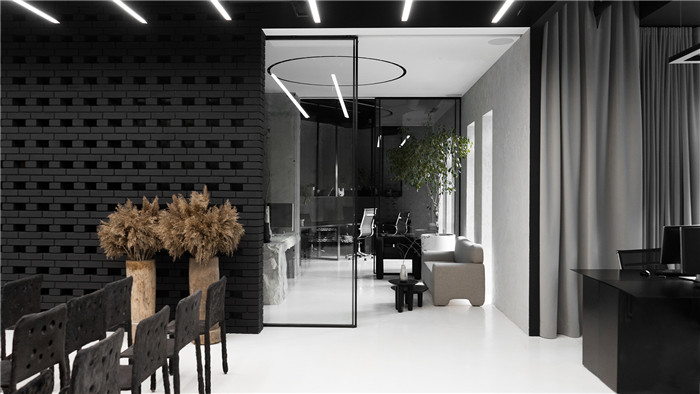 極簡風辦公室辦公區(qū)裝修設計效果圖
