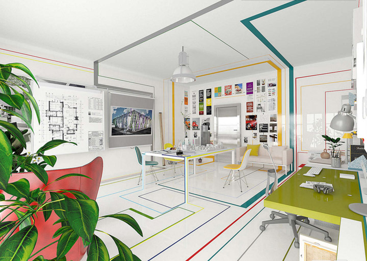 彩色線條辦公室設(shè)計案例