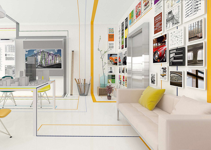 彩色線條辦公室裝修設(shè)計