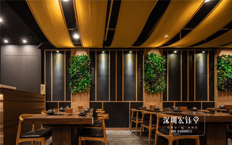 海味日式禪風(fēng)火鍋店用餐區(qū)裝修設(shè)計方案