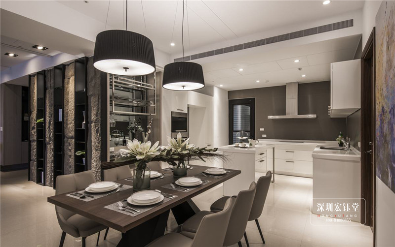 鄭州280平現(xiàn)代禪意萬(wàn)公館別墅餐廳裝修設(shè)計(jì)圖