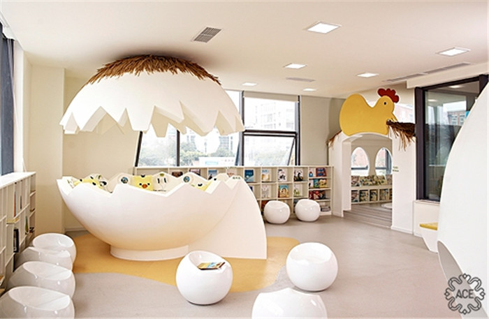 以蛋殼為主題的創(chuàng)意幼兒園閱讀游戲區(qū)裝修設(shè)計案例賞析 以蛋殼為主題的創(chuàng)意幼兒園閱讀游戲區(qū)裝修設(shè)計案例賞析