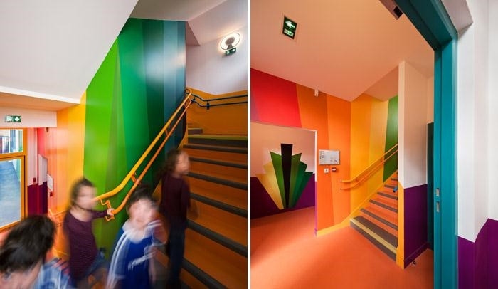 以彩虹為主題的法國(guó)幼兒園樓梯裝修設(shè)計(jì)方案 以彩虹為主題的法國(guó)幼兒園樓梯裝修設(shè)計(jì)方案
