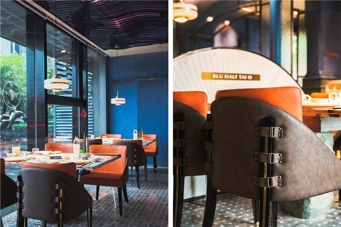 以海為主題的輕奢風海鮮火鍋餐廳裝修設計案例