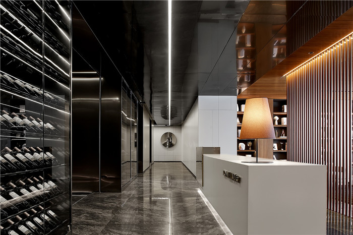 榮味-汀餐廳設(shè)計(jì)  現(xiàn)代雅致的高端餐飲會所接待吧臺裝修設(shè)計(jì)方案