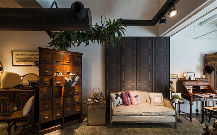 復(fù)古工業(yè)風(fēng)軟裝家具公司辦公兼展廳裝修設(shè)計方案