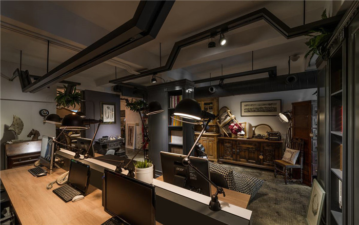復(fù)古工業(yè)風(fēng)軟裝家具公司辦公兼展廳裝修設(shè)計方案