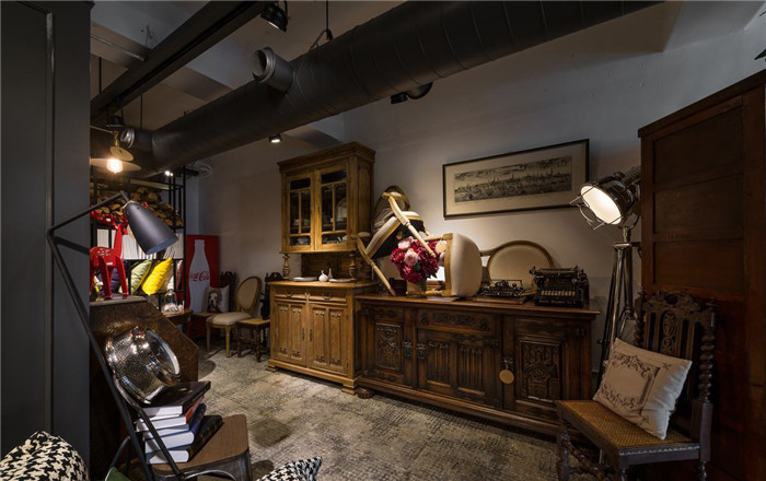 復(fù)古工業(yè)風(fēng)軟裝家具公司辦公兼展廳裝修設(shè)計方案