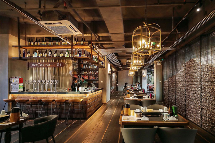 音樂+啤酒+燒烤一站式特色燒烤餐廳吧臺裝修設(shè)計方案