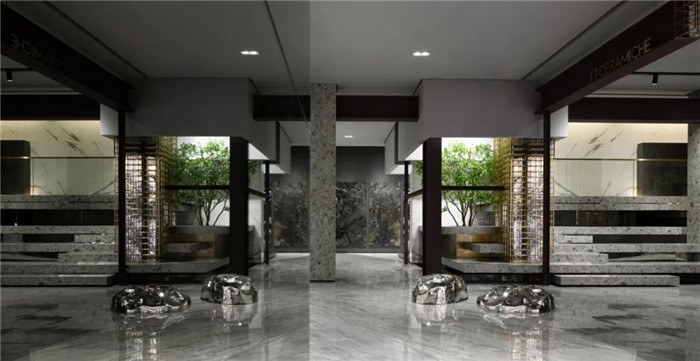 現(xiàn)代藝術(shù)風(fēng)高端意大利瓷磚展廳兼辦公裝修實景圖