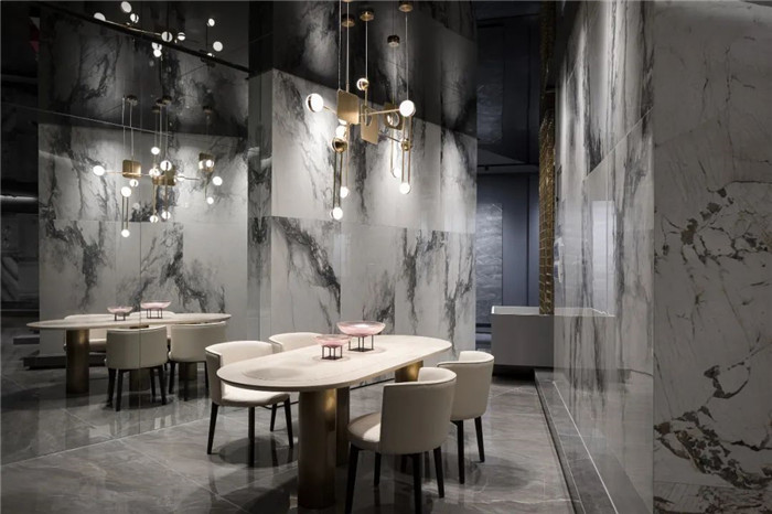 瓷磚展示區(qū)裝修設(shè)計-現(xiàn)代藝術(shù)風(fēng)高端意大利瓷磚展廳兼辦公裝修實景圖