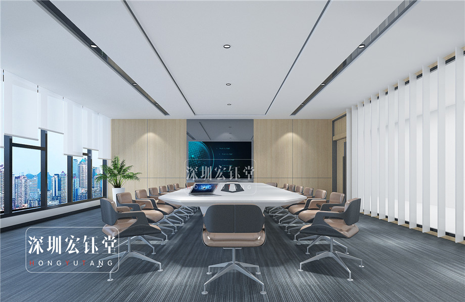 大會議室裝修設計-前廳裝修設計-天眼查河南總部辦公室裝修效果圖