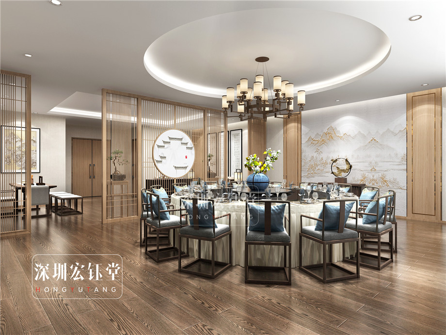 河南躍薪集團(tuán)辦公樓餐廳包房裝修效果圖-鄭州宏鈺堂辦公樓裝修公司