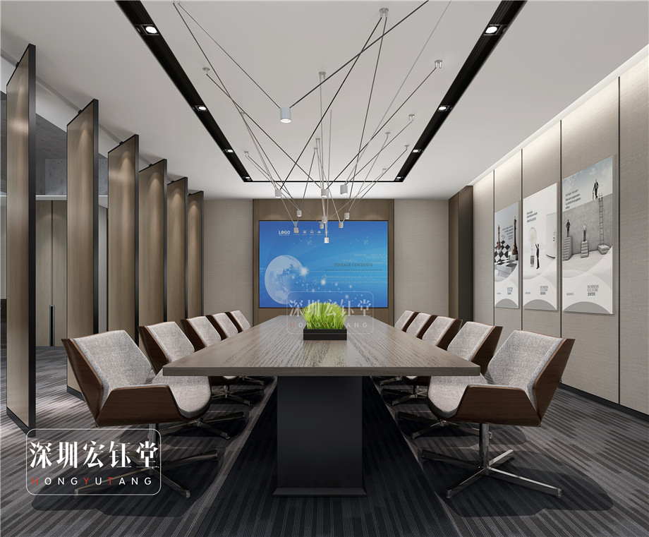 鄭州中式辦公室前臺裝修效果圖-河南融眾辦公樓裝修案例