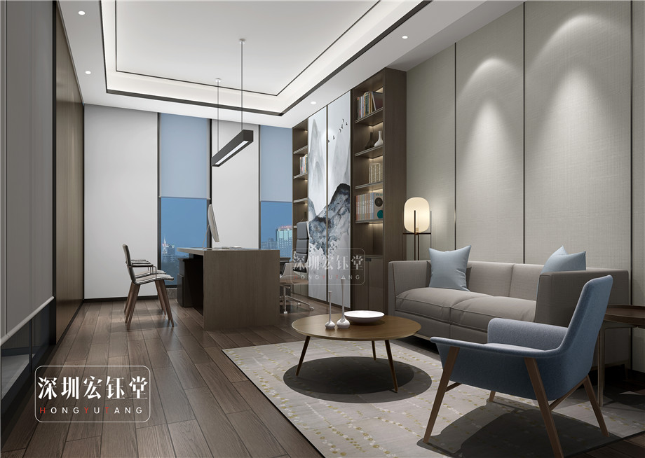 鄭州總經(jīng)理中式辦公室裝修效果圖-河南融眾辦公樓裝修案例