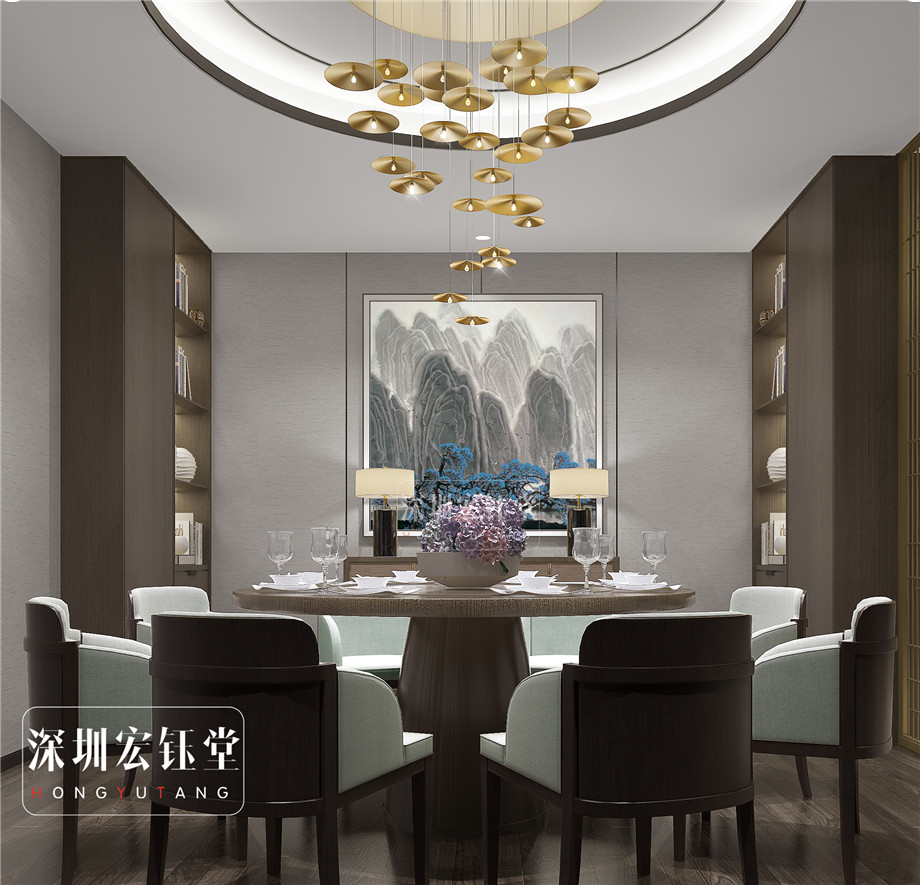 鄭州中式辦公室內(nèi)餐包裝修效果圖-河南融眾辦公樓裝修案例